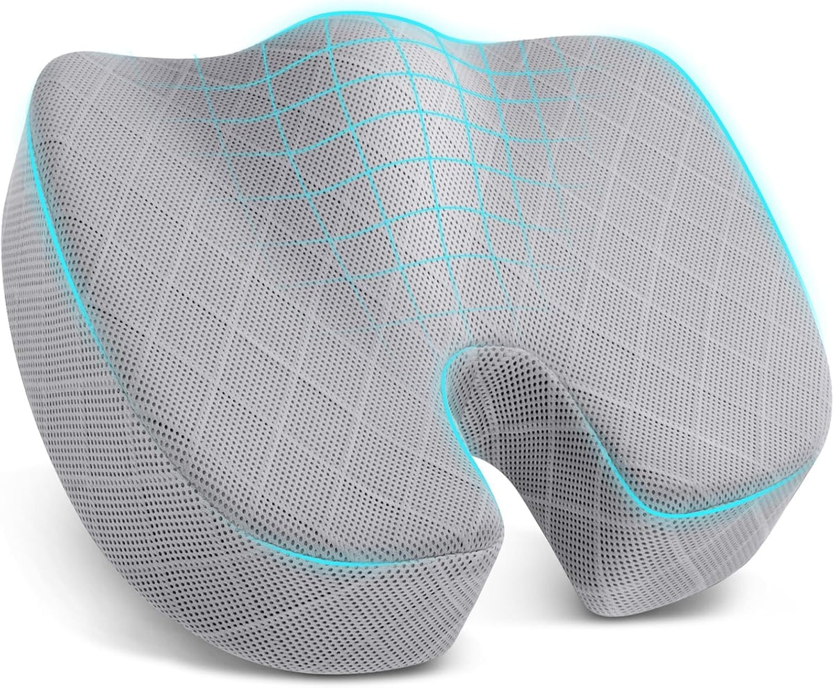 TushGuard Seat Cushion, Memory Foam Office Chair Cushion - Black, Large