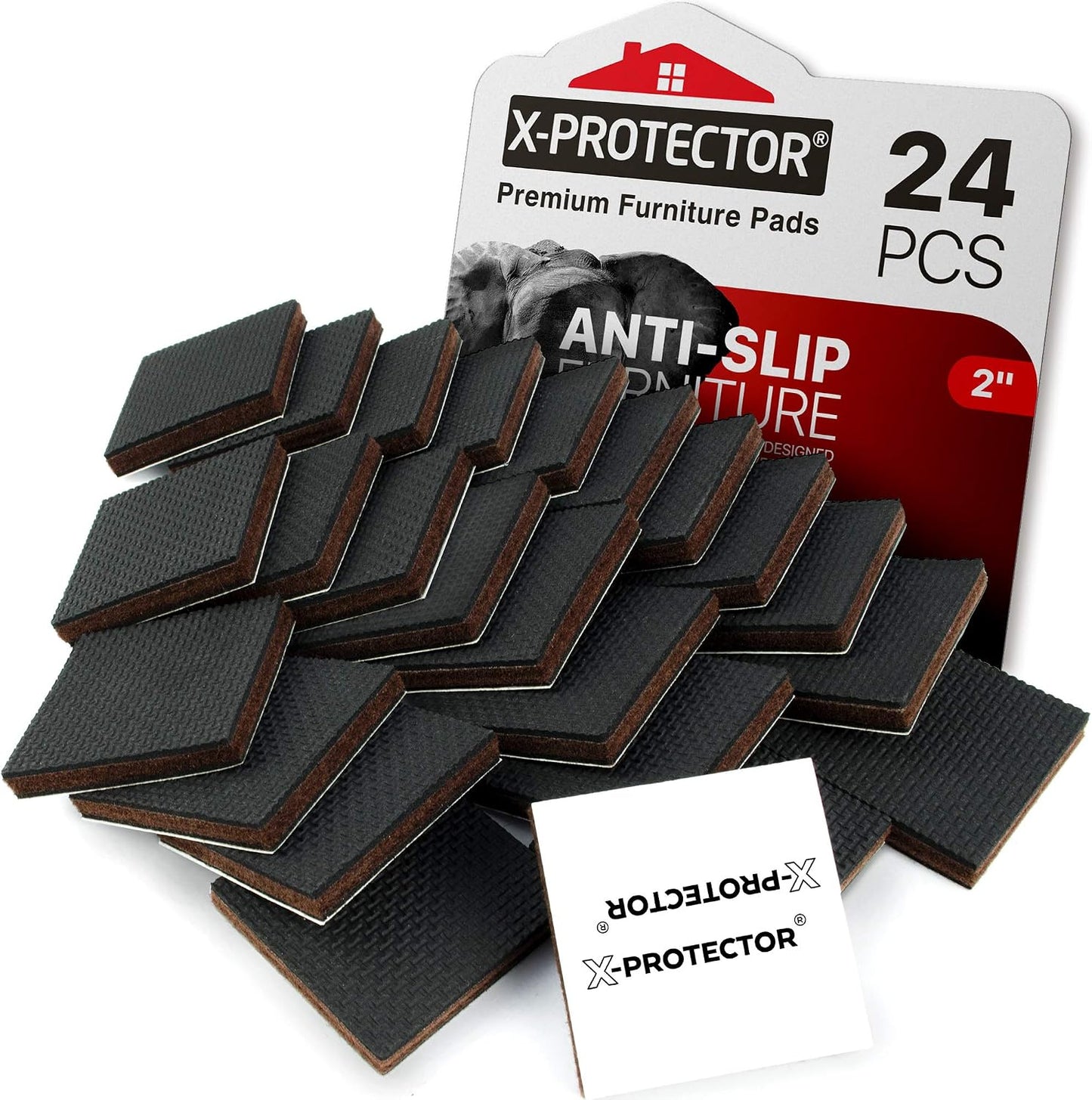 X-PROTECTOR Non Slip Furniture Pads – 24 pcs Premium Furniture Grippers 2"! | Best Self Adhesive Rubber Feet Furniture Feet – Ideal Non Skid Furniture Pad Floor Protectors – Keep Furniture in Place!