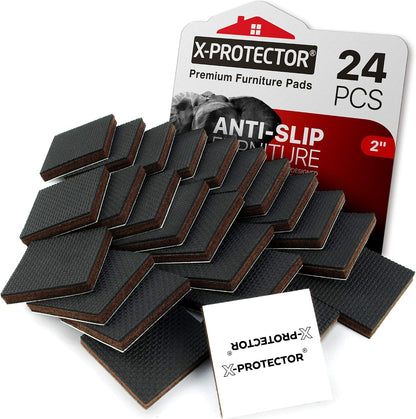 X-PROTECTOR Non Slip Furniture Pads – 24 pcs Premium Furniture Grippers 2"! | Best Self Adhesive Rubber Feet Furniture Feet – Ideal Non Skid Furniture Pad Floor Protectors – Keep Furniture in Place!