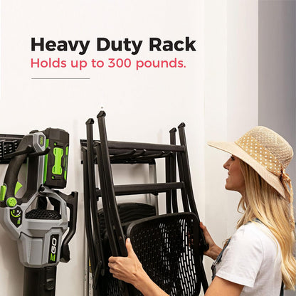 Garage Tool Organizer Wall Mount, 64", 4 Racks 8 Hooks, 400 lbs | 400 lbs, anti-rust carbon steel, garden tool organizer & storage rack for garage organization, shovels, rakes & tools