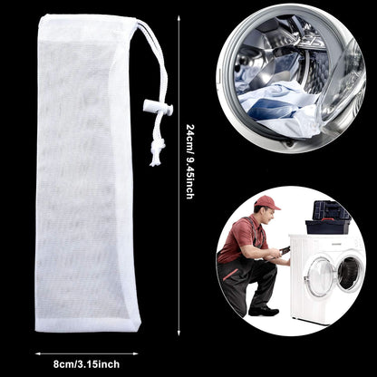 Shappy 24 Pieces Lint Traps for Washing Machine Drain Hose Nylon Mesh | Discharge Hose Filter Bags, Mesh Lint Catcher, 9.4 X 3.1 Inch, Prevents Clogs, Laundry Drain System, Drawstring Design