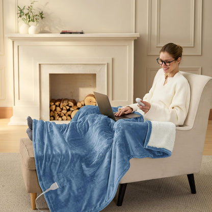 Bedsure Heated Blanket Throw Blanket with Preheat Function - Fast Heating Electric Blanket, Soft Flannel Throw with 6 Time Settings(Up to 10H), 6 Heating Settings, Gifts for Grandma (50"x60", Grey)