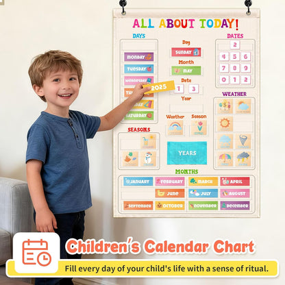 Daily Morning Board Circle Time Calendar Weather Seasons Positive Affirmations Letter Shape Number of the Day Pocket Chart,Toddler Preschool Calendar,Homeschool Morning Work Activity, Pastel Design