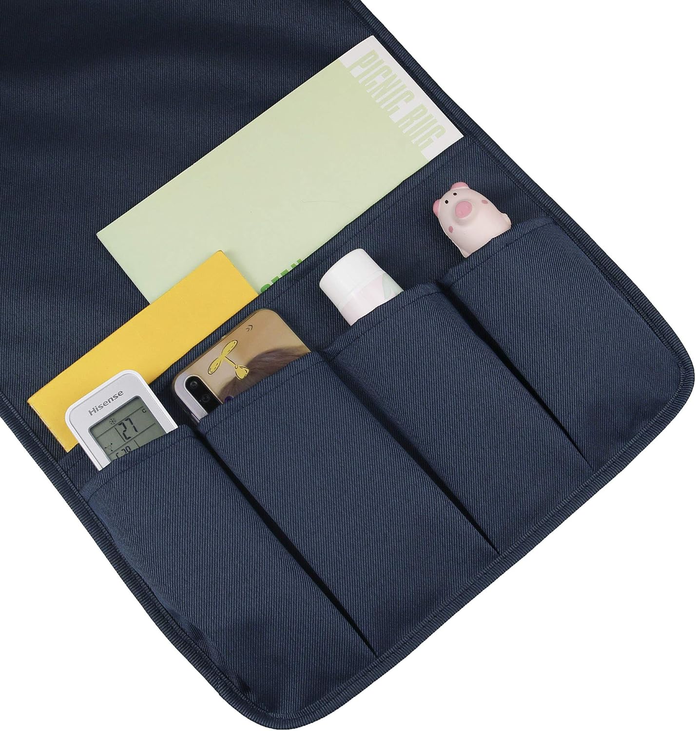5 Pockets Remote Control Holder, Magazine Rack, Space Saver Organizer, Draped Over Sofa, Couch, Recliner Armrest