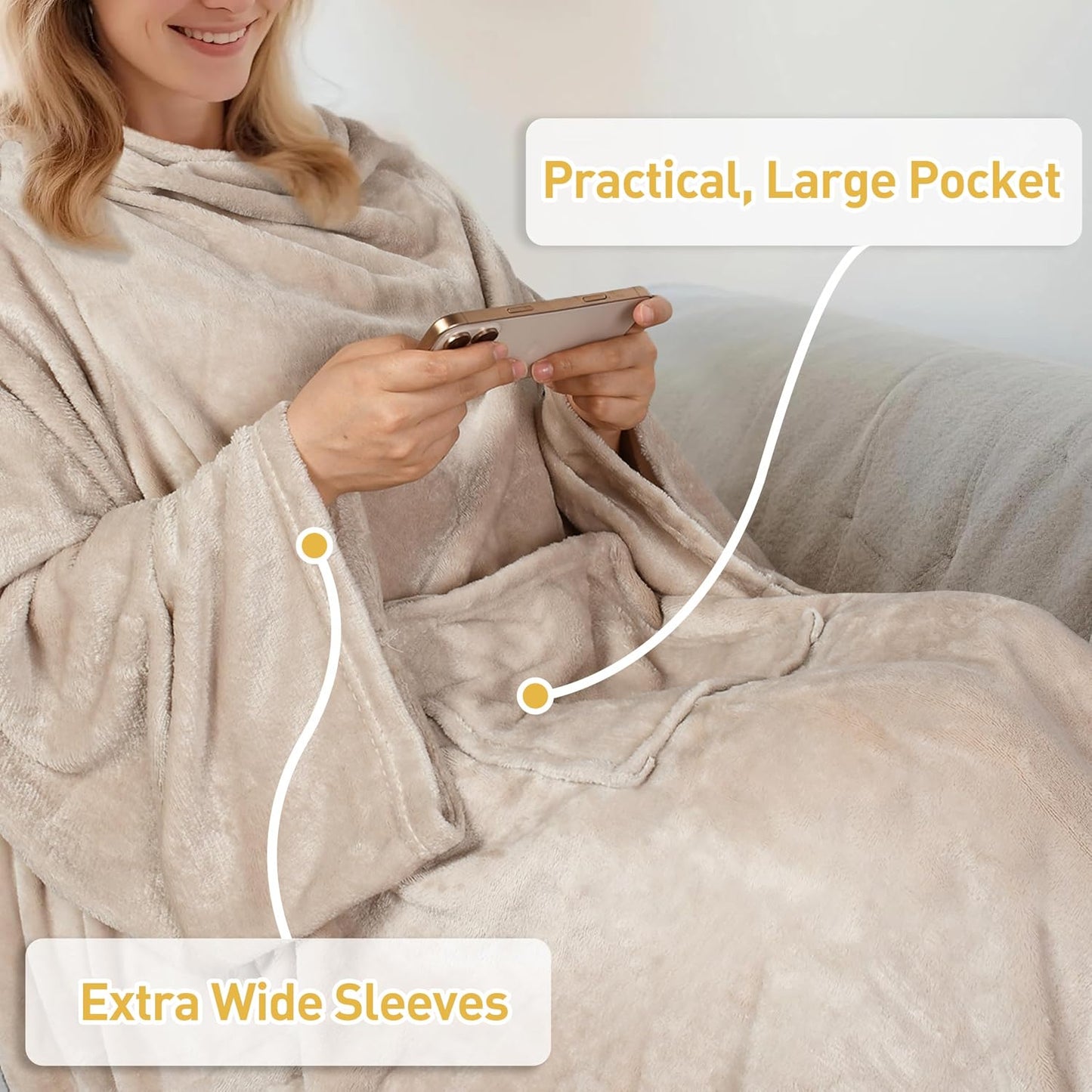 Catalonia Wearable Blanket with Sleeves for Women & Men, Fleece Wrap Throw | Cozy Sleeve Design for Hands-Free Comfort, Perfect for Reading, TV Time & Relaxing, Christmas & Birthday Gift