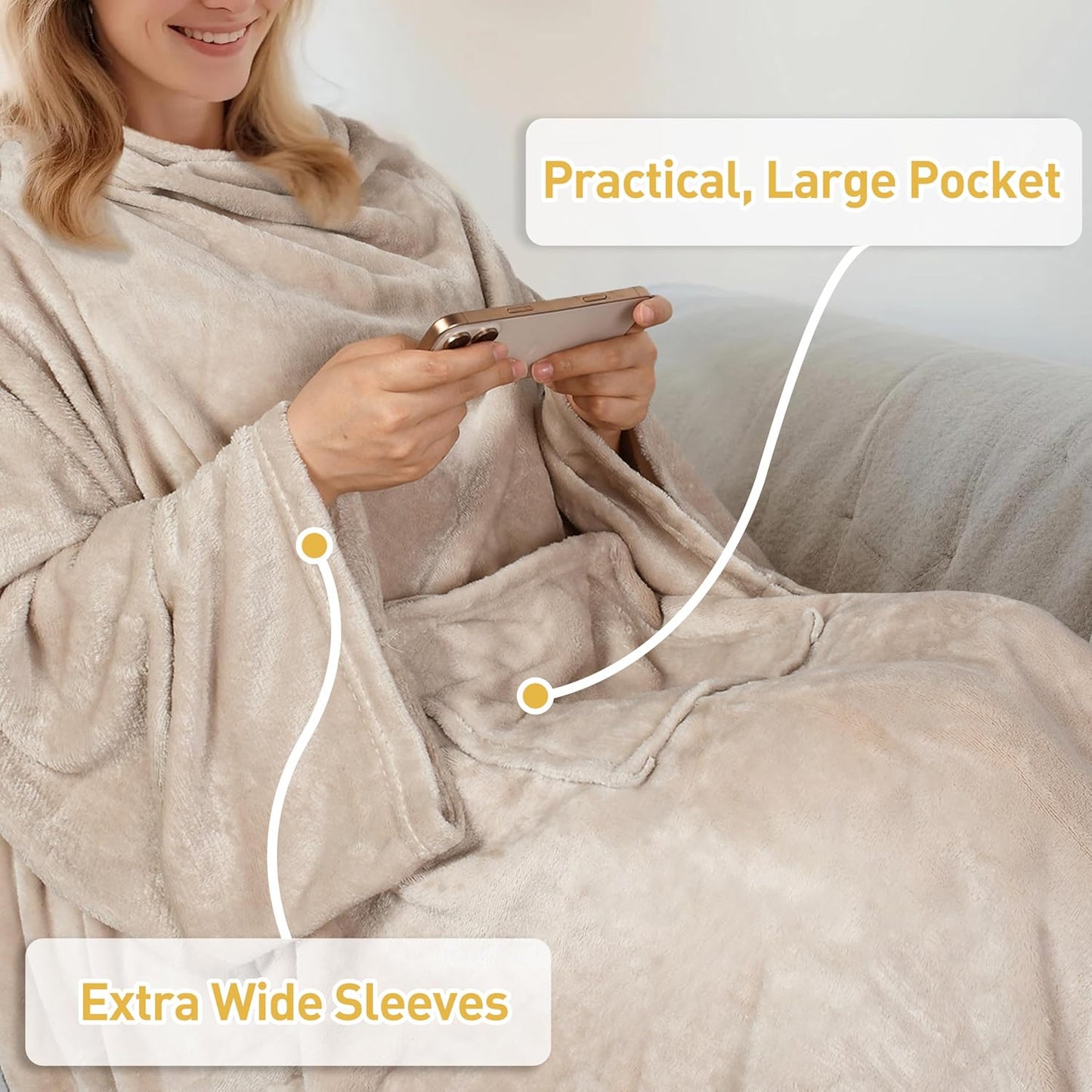 Catalonia Wearable Blanket with Sleeves & Foot Pocket for Adults | Soft Fleece Throw Wrap with Hands-Free Comfort, Perfect for Reading, TV Time & Relaxing, Christmas Gift for Women & Men