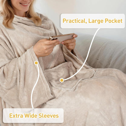 Catalonia Wearable Blanket with Sleeves & Foot Pocket for Adults | Soft Fleece Throw Wrap with Hands-Free Comfort, Perfect for Reading, TV Time & Relaxing, Christmas Gift for Women & Men