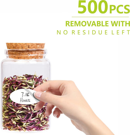 500 Removable Freezer Pantry Labels, Waterproof Tear Resistant Removable No Residue, for Food Containers Jars Kitchen Restaurant Storage Organization
