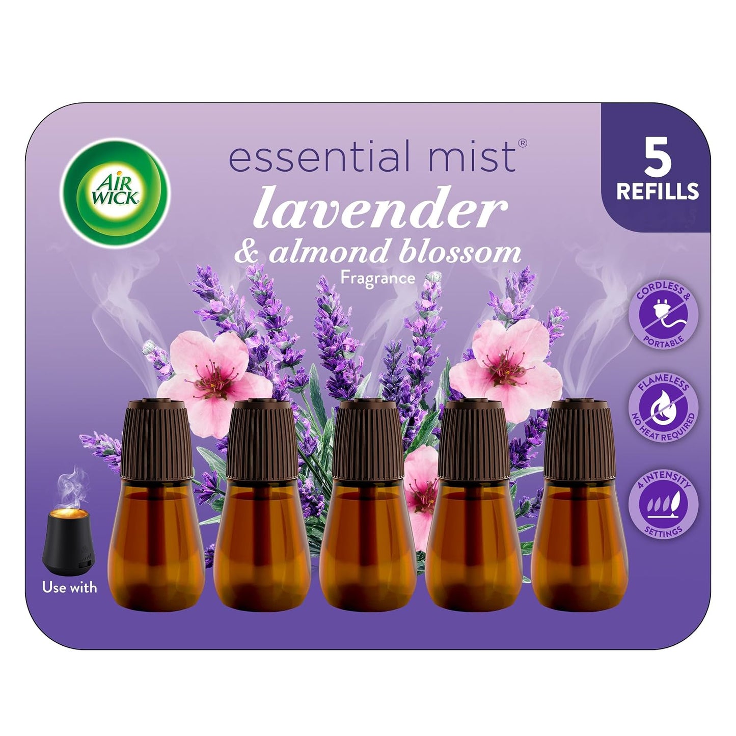 Air Wick Essential Mist Refill, 5 ct, Apple Cinnamon Medley, Essential Oils Diffuser, Air Freshener