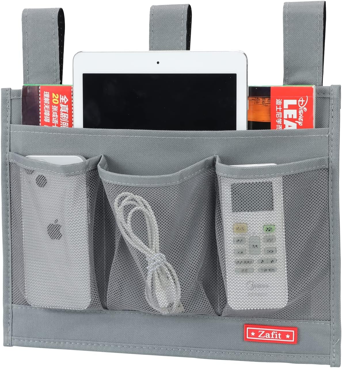Zafit Hanging Bedside Caddy, Bedside Storage Organizer for Magazine, Phone, Remote control (Classic4 Pockets-Black)