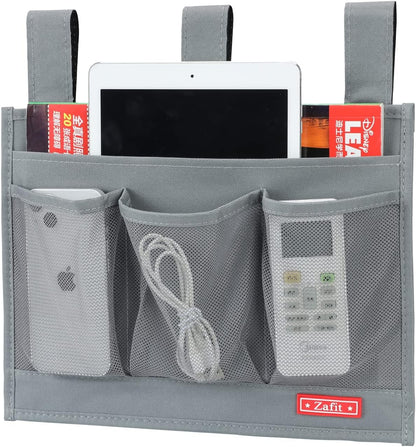 Zafit Hanging Bedside Caddy, Bedside Storage Organizer for Magazine, Phone, Remote control (Classic4 Pockets-Black)