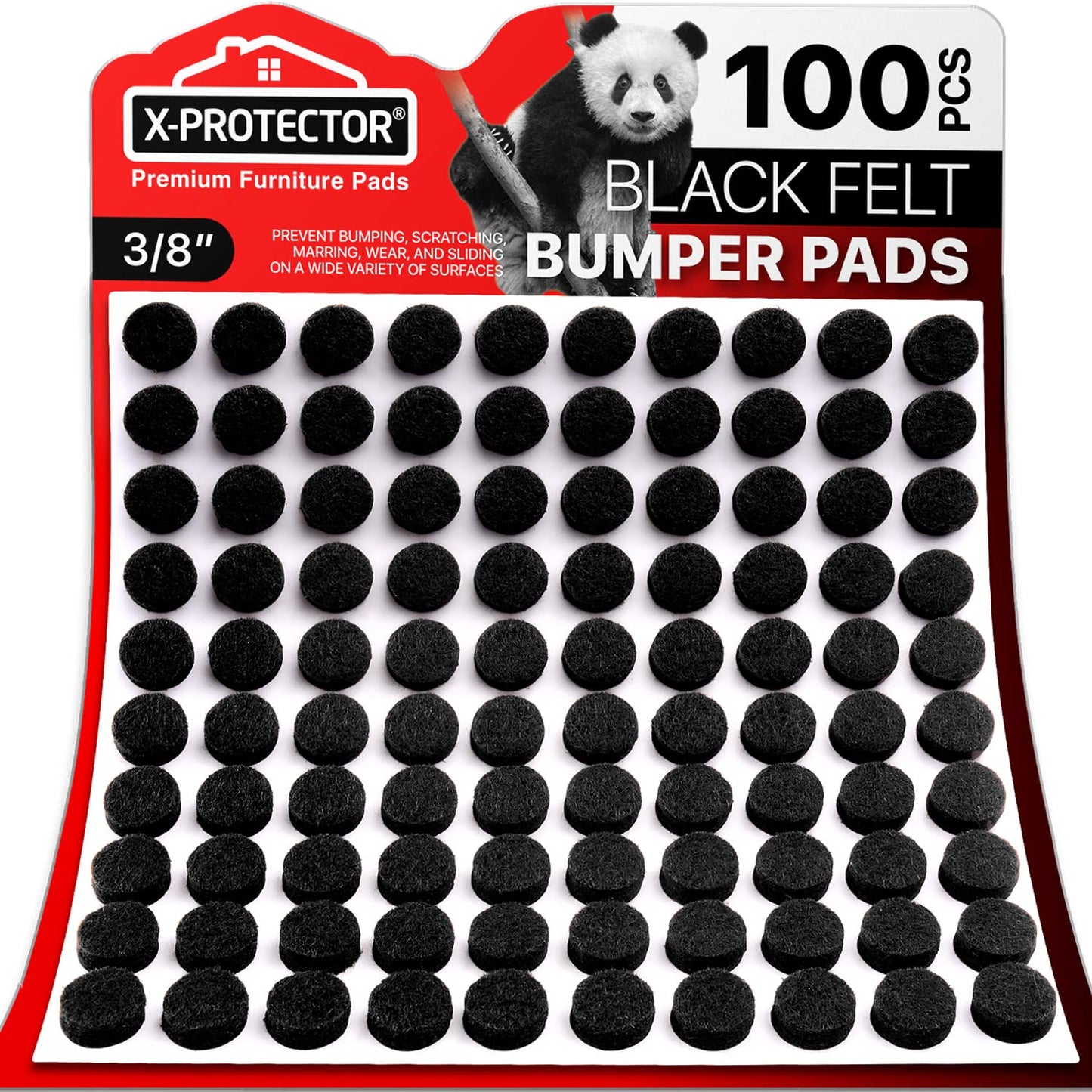 Cabinet Door Bumpers X-Protector 100 PCS – Small Felt Pads 3/8” (Brown) | Ideal Felt Bumpers – Self-Adhesive Thick Felt Dots – Bumper Pads to Protect Glass & Other Surfaces!