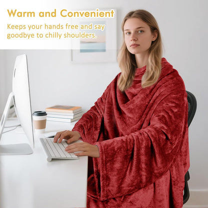 Catalonia Wearable Blanket with Sleeves for Women & Men, Fleece Wrap Throw | Cozy Sleeve Design for Hands-Free Comfort, Perfect for Reading, TV Time & Relaxing, Christmas & Birthday Gift