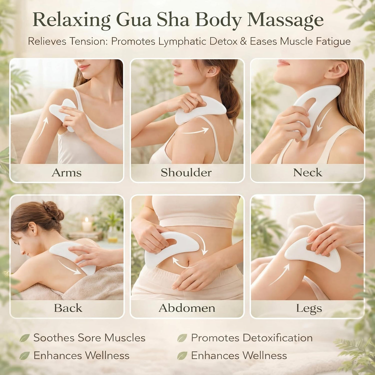 BBTO 2 Pcs Gua Sha Tools Body Scraper with Grip Facial Massage, Clear