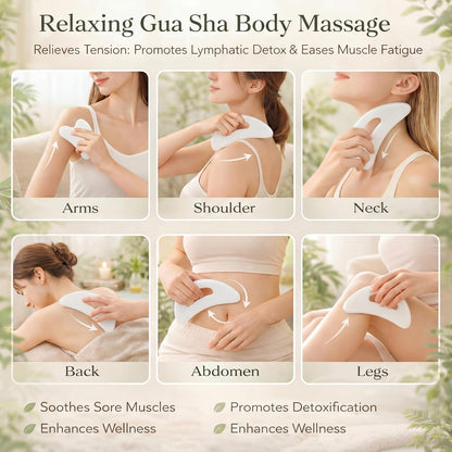 BBTO 2 Pcs Gua Sha Tools Body Scraper with Grip Facial Massage, White