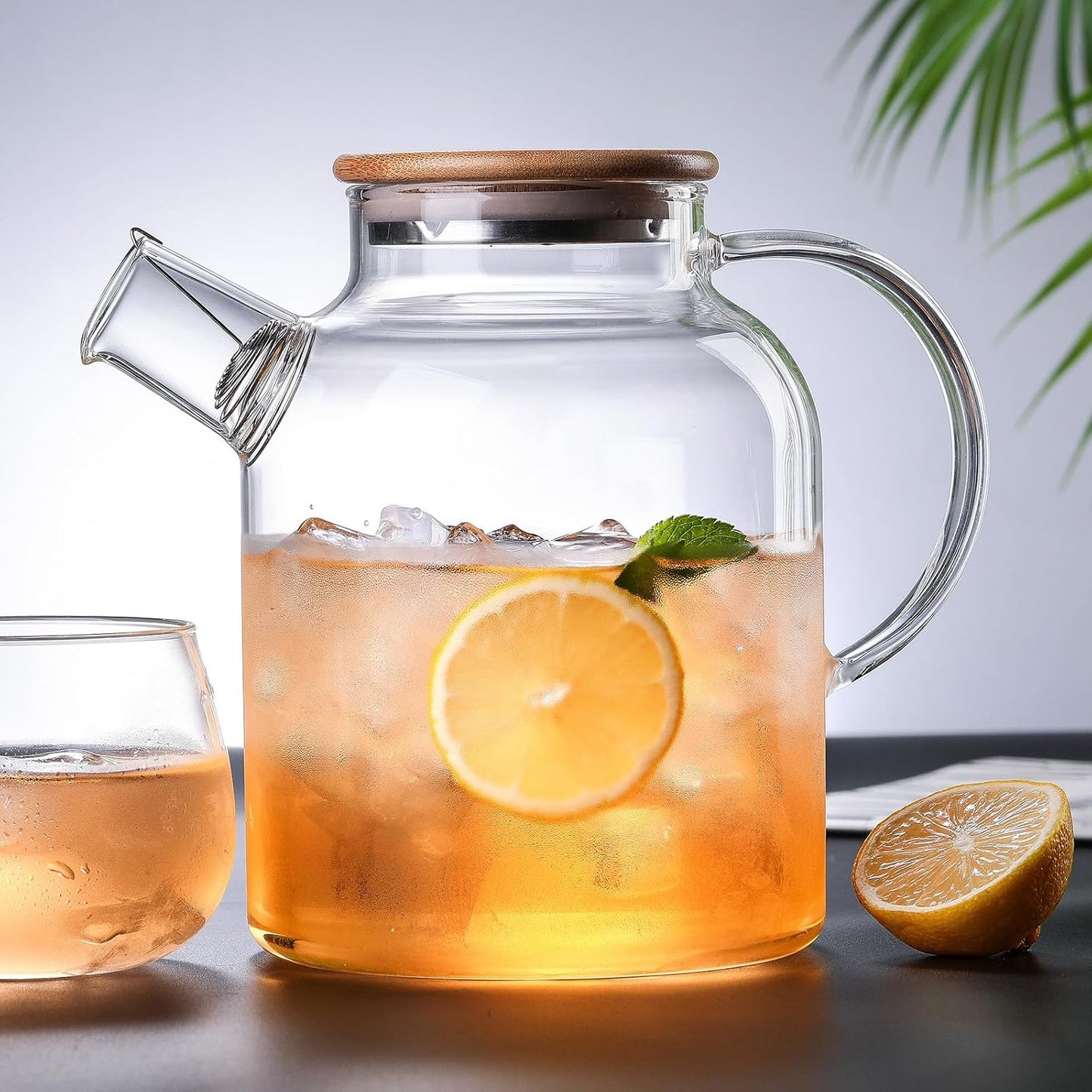 TMOST Glass Teapot with Spout Infuser 1600ml/54oz Glass Kettle Glass Pitcher Teapot for Loose Leaf Tea & Blooming Tea, Stovetop & Microwave Safe