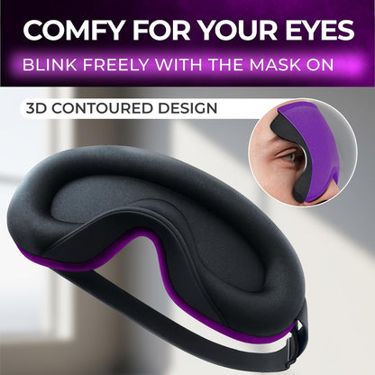 Peace&Quiet | PQ Sleep Mask for Side Sleepers - 3D Contoured Light Blocking Sleeping Mask for Women and Men, Lightweight & Soft Eye Shade Cover for Deep Rest, Premium Quality (Black)