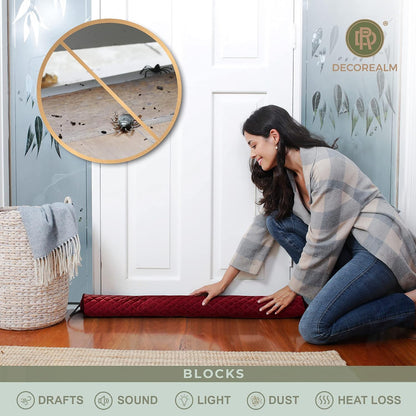 Under Door Draft Stopper and Blocker, Draft Guard for Doors and Windows, Decorative Fabric Cylinder Blocker Provides Weighted Door Insulation by DECOREALM (Beige, 36 Inches)