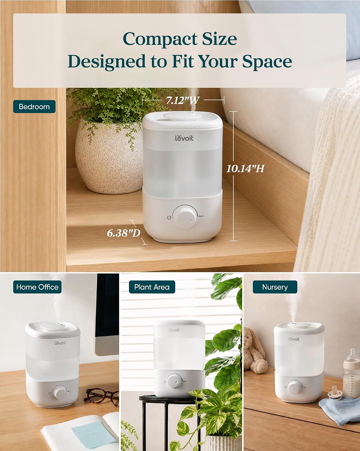 Levoit Humidifiers for Bedroom, Smart Warm and Cool Mist, Symptom Relief