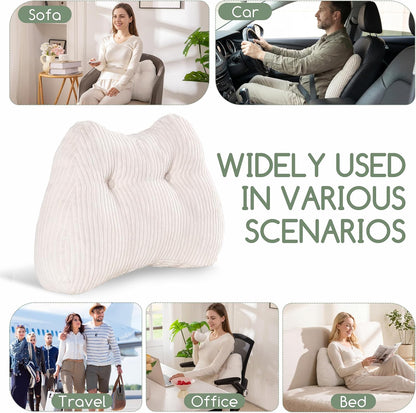 Lumbar Support Pillow for Recliner Chair/Accent Chair/Couch/Office Chair, Tufted Corduroy Back Support Cushion for Elderly, M-Shaped Recliner Cushions for Back Rest, Pain Relief, Reading, Dark Grey