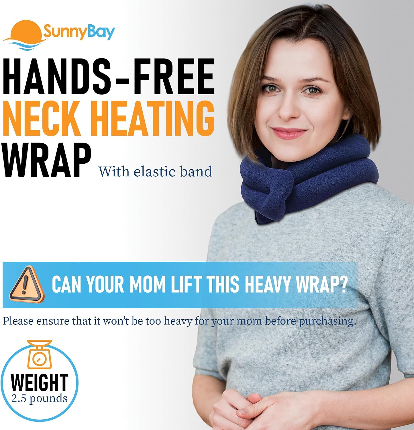 SunnyBay Microwave Heating Pad, Microwavable Heated Neck and Shoulder Wrap, Hands-Free Weighted Moist Hot or Cool Pack, Soft Fleece Cover and Flaxseed Filling, 26 Inch Length, SkyBlue