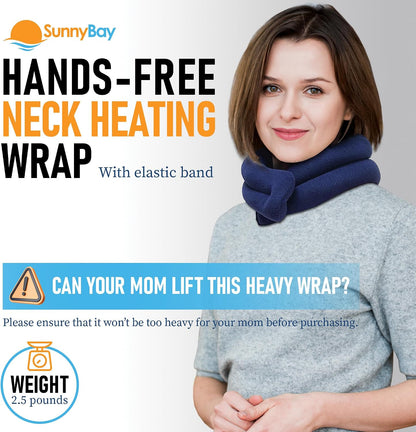 SunnyBay Microwave Heating Pad, Microwavable Heated Neck and Shoulder Wrap, Hands-Free Weighted Moist Hot or Cool Pack, Soft Fleece Cover and Flaxseed Filling, 26 Inch Length, SkyBlue
