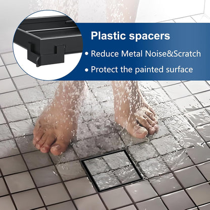 Neodrain 4" Brushed Square Shower Drain with Removable Tile Insert Grate | 304 Stainless Steel Tile Square Drain, Hidden Drain,Easy to Clean, Waterproof & Sturdy Shower Drain, CUPC Certified