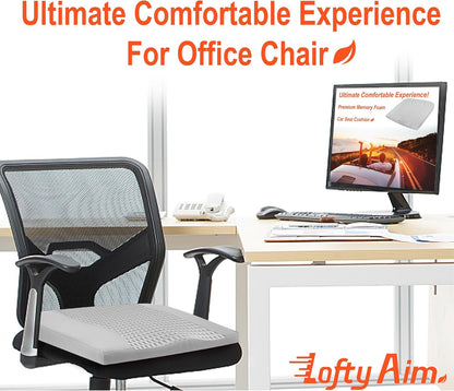 Lofty Aim Car Seat Cushion, Memory Foam Car Seat Cushions for Long Driving | Comfy Car Seat Pillow for Pain Relief, Driver Seat Cushion Adds Height, Butt Cushion for Car, Truck, Office Chair, Black