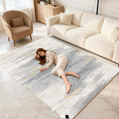 Electric Heated Carpet 35x55in Soft Plush Heating Rug 450W CX | Instant Warmth in 30s, 60 Heat Levels 12h Timer, Energy Efficient Safety Protection Ideal for Home Office Playroom 120V