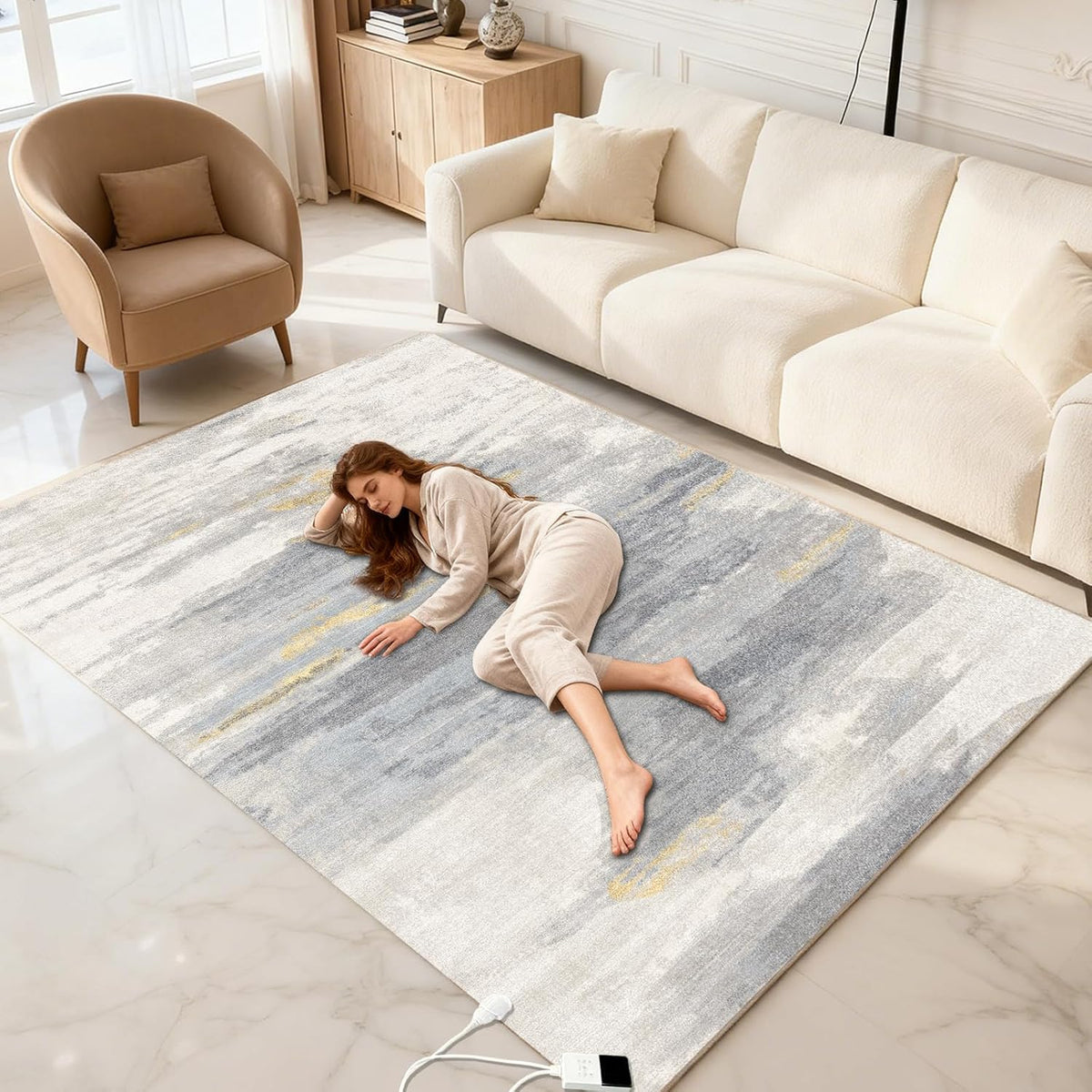 Electric Heated Carpet 35x55in Soft Plush Heating Rug 450W CX