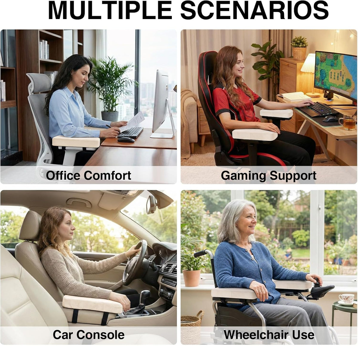 Smiry Memory Foam Office Chair Armrest Pads, Non-Slip Armrest Cushion