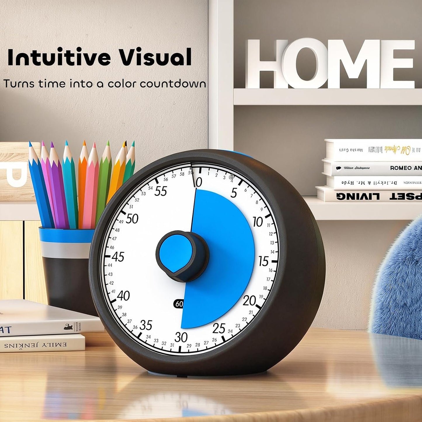 Visual Timer for Kids 60-Minute Countdown Timer with Optional Alarm, Focus Tool for ADHD & Autism, Time Management for Homework, Chores, Office, Kitchen, Teaching & Study Routines (Purple)