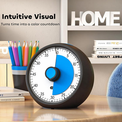 Visual Timer for Kids 60-Minute Countdown Timer with Optional Alarm, Focus Tool for ADHD & Autism, Time Management for Homework, Chores, Office, Kitchen, Teaching & Study Routines (Purple)