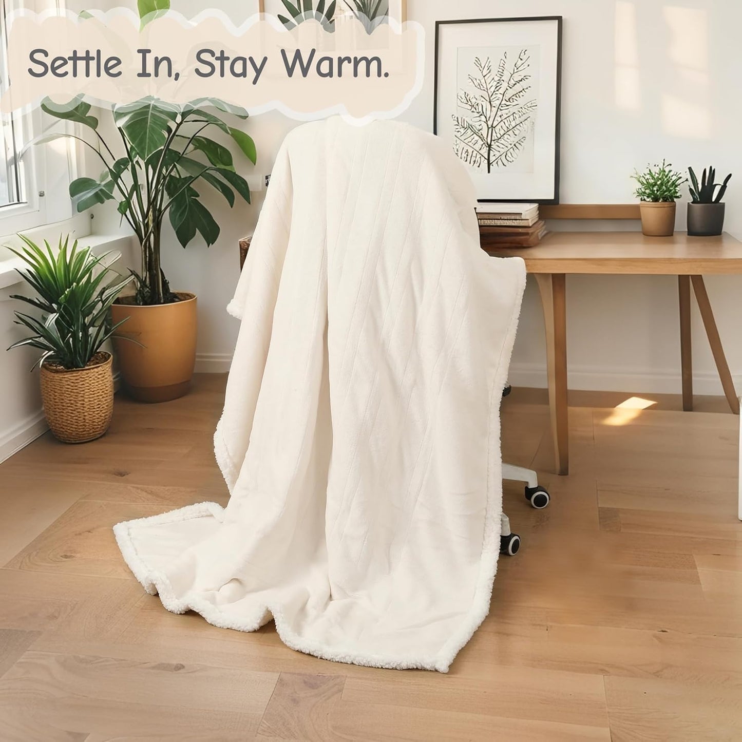 Soypipo Electric Heated Throw Blanket 50"x60", Faux Fur Plush with 4 Heat Settings & 2/4/8/10H Auto Shut-Off, Overheat Protection, Machine Washable, for Office & Chair, Dark Grey