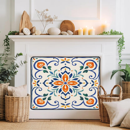 Magnetic Fireplace Cover Bird Branches Fireplace Screen Decorative Green Leaves Frame Insulation Fireplace Blocker Blanket Save Energy Fireplace Draft Stopper Covers for Living Room 45x34 Inch