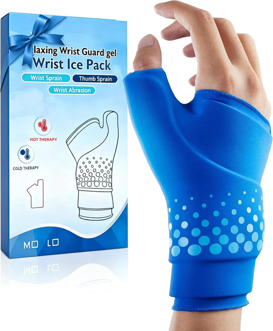 Thumb & Wrist Ice Pack Wrap, Thickened Ice Gel Pad, Reusable Hand Ice Pack with Long-Lasting Hot & Cold Therapy for Carpal Tunnel Relief, Arthritis Pain, Post-Surgery, Computer Overuse Recovery