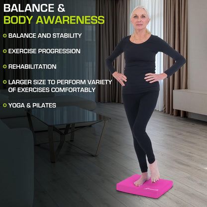 ProsourceFit Exercise Balance Pad, Non-Slip Cushioned Foam Mat & Knee Pad for Fitness and Stability Training, Yoga, Physical Therapy