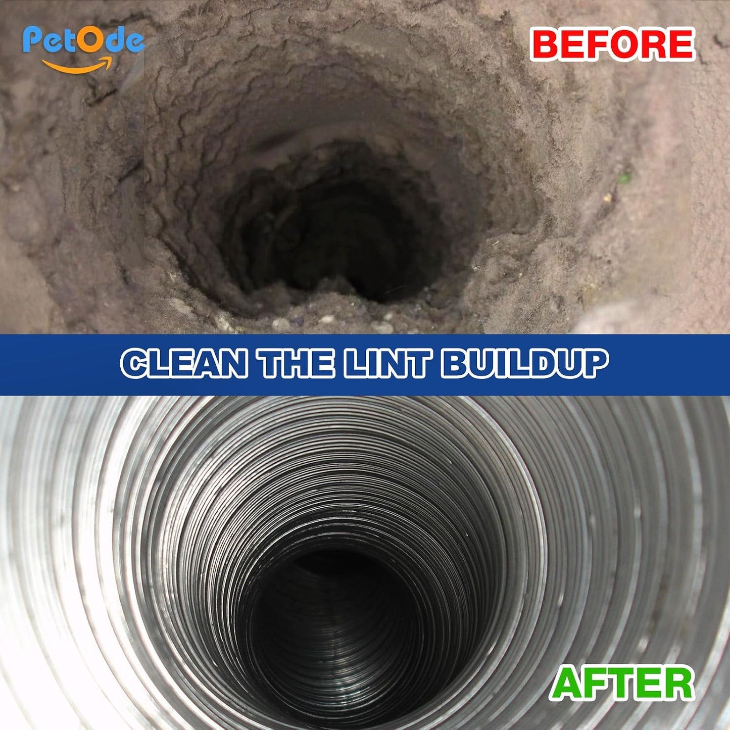 PetOde 32 Feet Dryer Vent Cleaner Kit, Flexible Lint Remover | Upgraded Quick-Snap Brush with Drill Attachment for Easy to Use, Deep Clean, Lint Removal, Easy DIY Assembly, Home Essential
