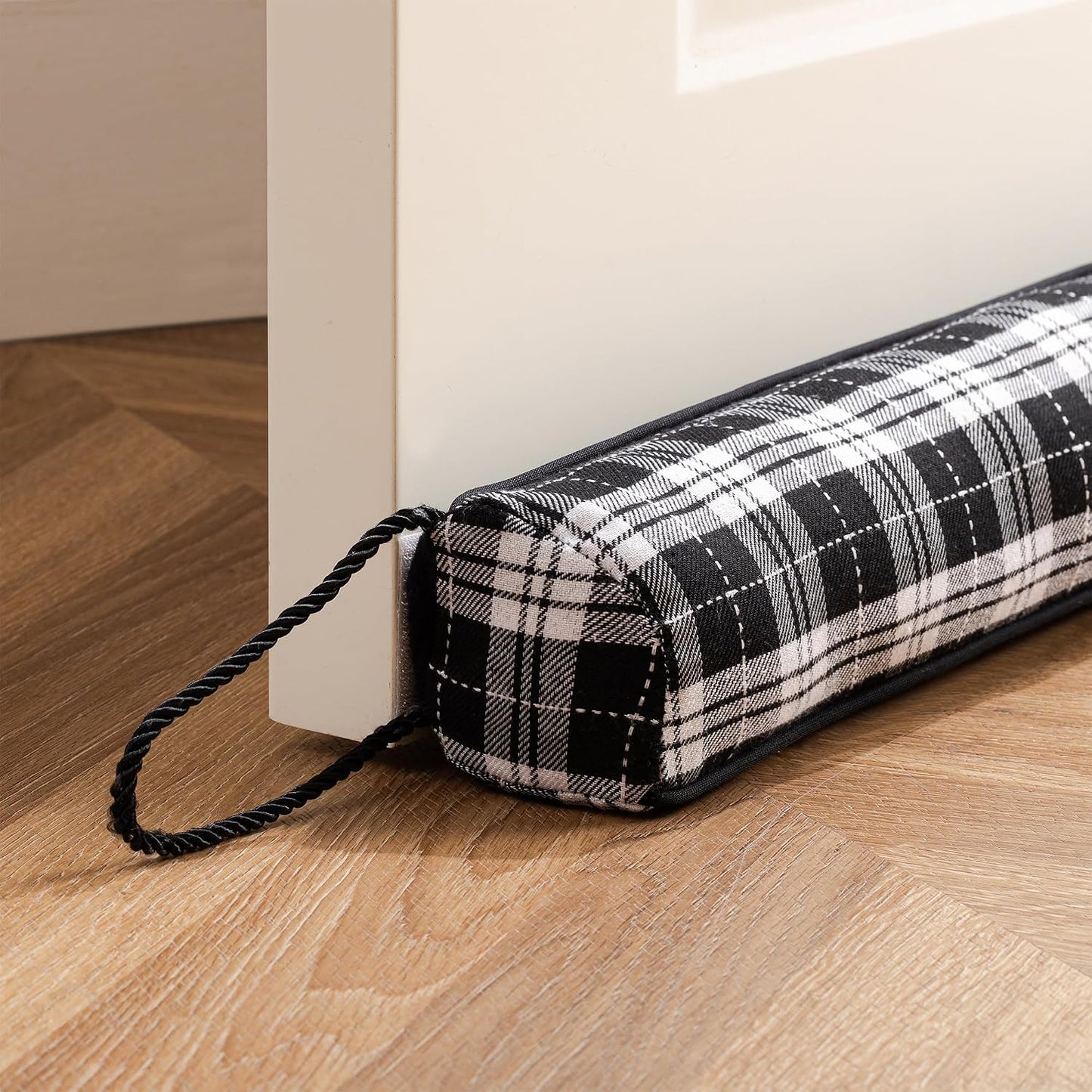 Door Draft Stopper with Removable Washable Cover, 38", Black | Weighted Gap Filler, Blocks Hot and Cold Air, All-Season Seal, Easy Install, Noise & Wind Blocker, Home Essentials