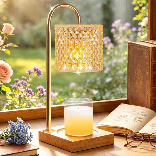 Candle Warmer Lamp with Timer Dimmer, Birthday Gifts for Women Mom, House Warming Gifts, Elegant New Home Decor, Wax Warmer for Jar Candles, Heater Lamp for Scented Wax, Amber Glass