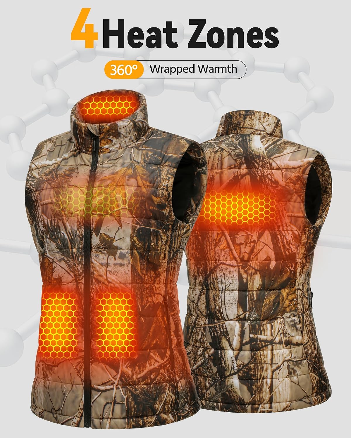 Wulcea Graphene Heated Vest For Women 7.4V Fast Charge Large Capacity Battery