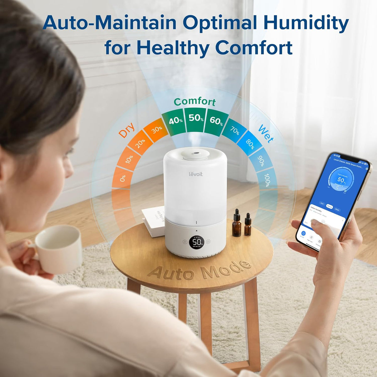 Levoit Top Fill Humidifiers for Bedroom, 2.5L Tank for Large Room, 25dB