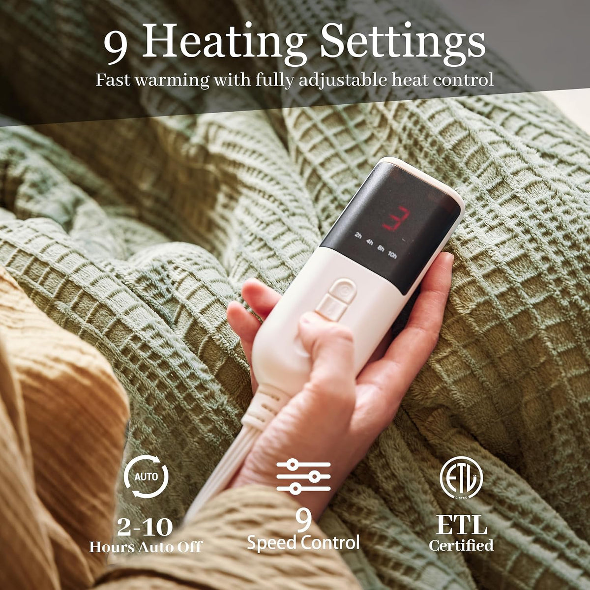 Texciting Heated Blanket 50"X60",Soft Electric Blanket,ETL Certified,Grey