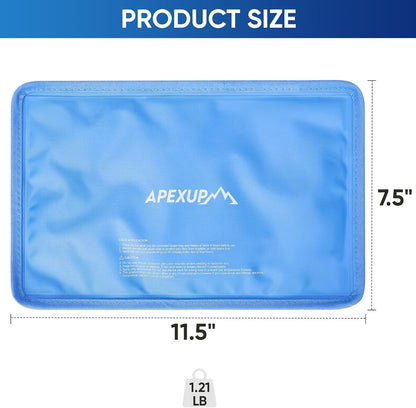 APEXUP Gel Ice Packs for Injuries Reusable, Flexible Double Sided Cold Packs for Injuries, Ice Pack for Knee, Shoulder, Back, Hip, Leg, Arm (Blue, 8"x5.5", 1PK)