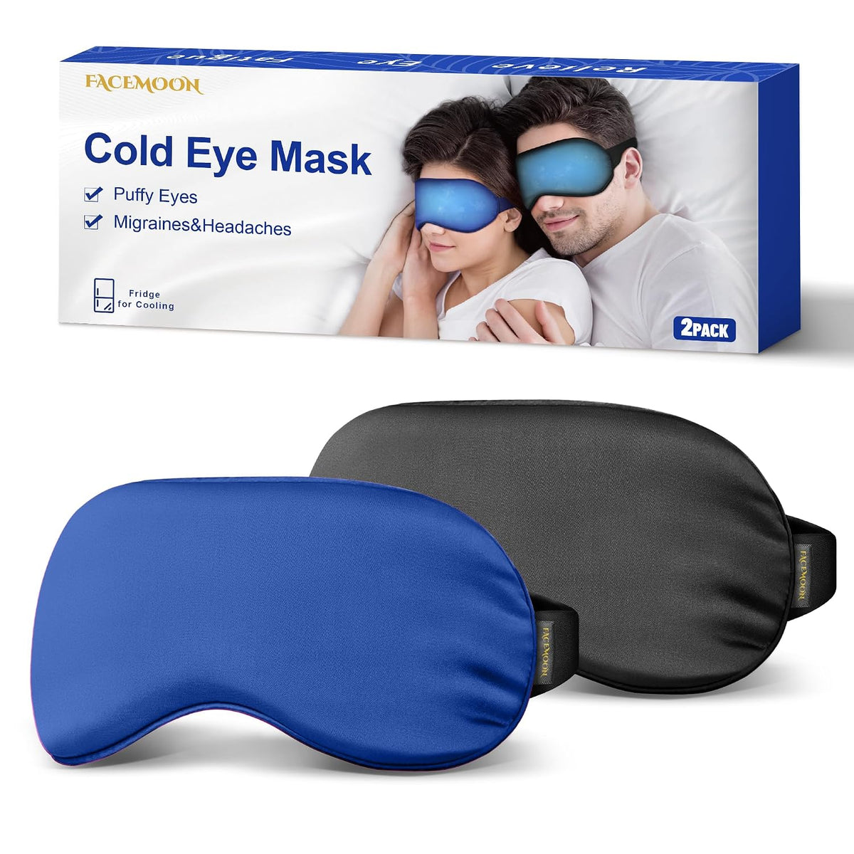 Cooling Eye Mask for Dark Circles Puffiness - Fsa Eligible Items Hsa, Cold Compress for Puffy Eyes Migraines Headache Sleeping After Surgery, Gentle Weighted Travel Essentials Gel Ice Pack (Black)