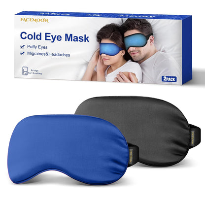 Cooling Eye Mask for Dark Circles Puffiness - Fsa Eligible Items Hsa, Cold Compress for Puffy Eyes Migraines Headache Sleeping After Surgery, Gentle Weighted Travel Essentials Gel Ice Pack (Black)
