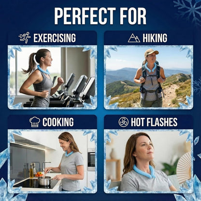 CoolTimeUSA Neck Cooling Tube | Wearable Cooling Neck Wraps for Summer Heat I Hands Free Cold Pack | Reusable Cooler (Blue)