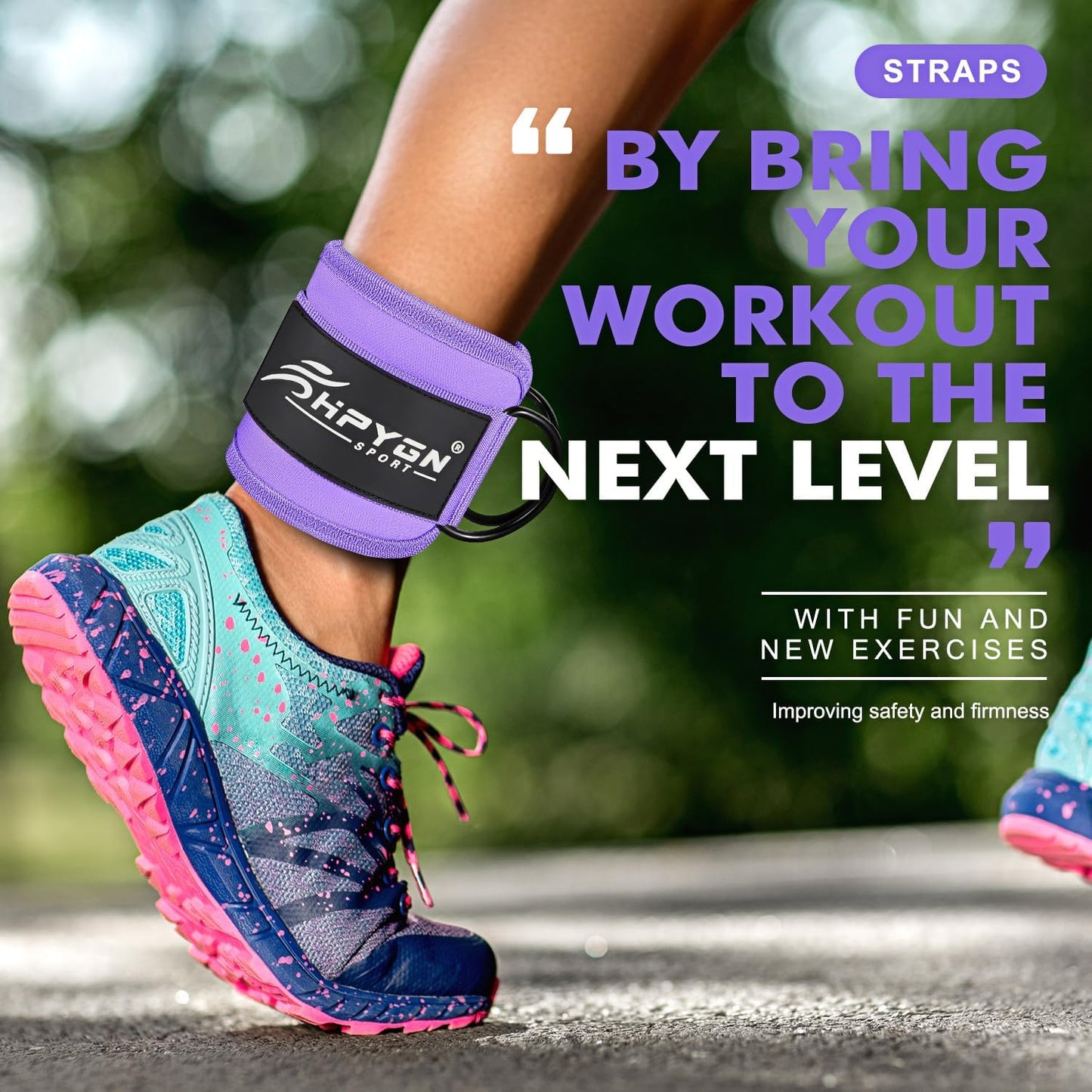 HPYGN Ankle Strap for Cable Machine, Padded Ankle Straps for Cable Machine Kickbacks, Glute Workouts, Leg Extensions, Curls, Booty Hip Abductors Exercise, Adjustable Comfort Ankle Cuff for Gym
