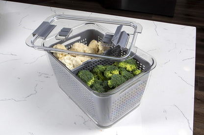Kitchen Spaces Stackable Fridge Storage Colander Containers, Variety Pack | 3 Sizes to Store Fresh Produce, Organize Washed Fruits and Veggies, Snap and Seal Lids with Adjustable Vents, Hand Wash Only