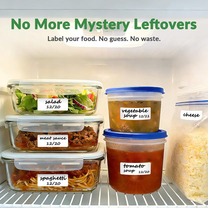 Removable Freezer Labels, 4/5" x 2", 3 Roll (Blank) | With perforated lines, writable, remove no residue, waterproof & oilproof, 350 labels per roll, for meal prep containers
